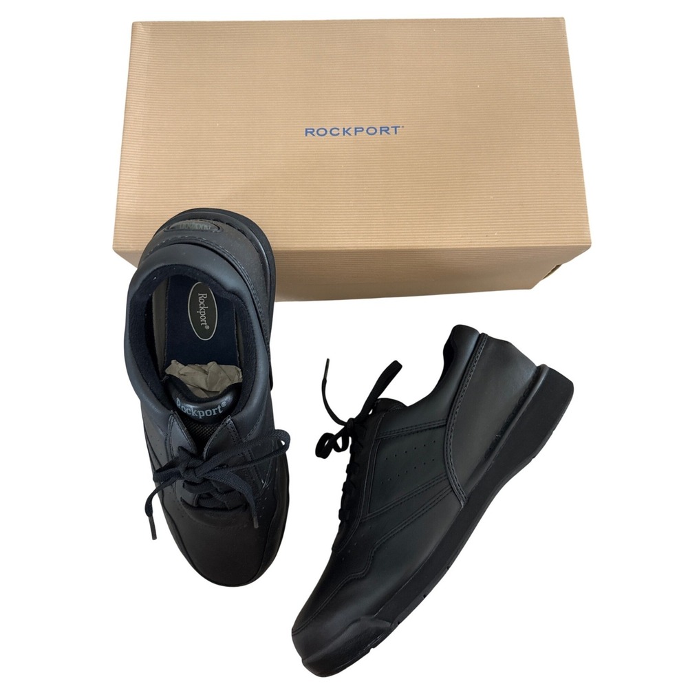 Rockport MilProWalker M7108W Black Leather Walking Shoe Mens 9.5W Wide NIB New